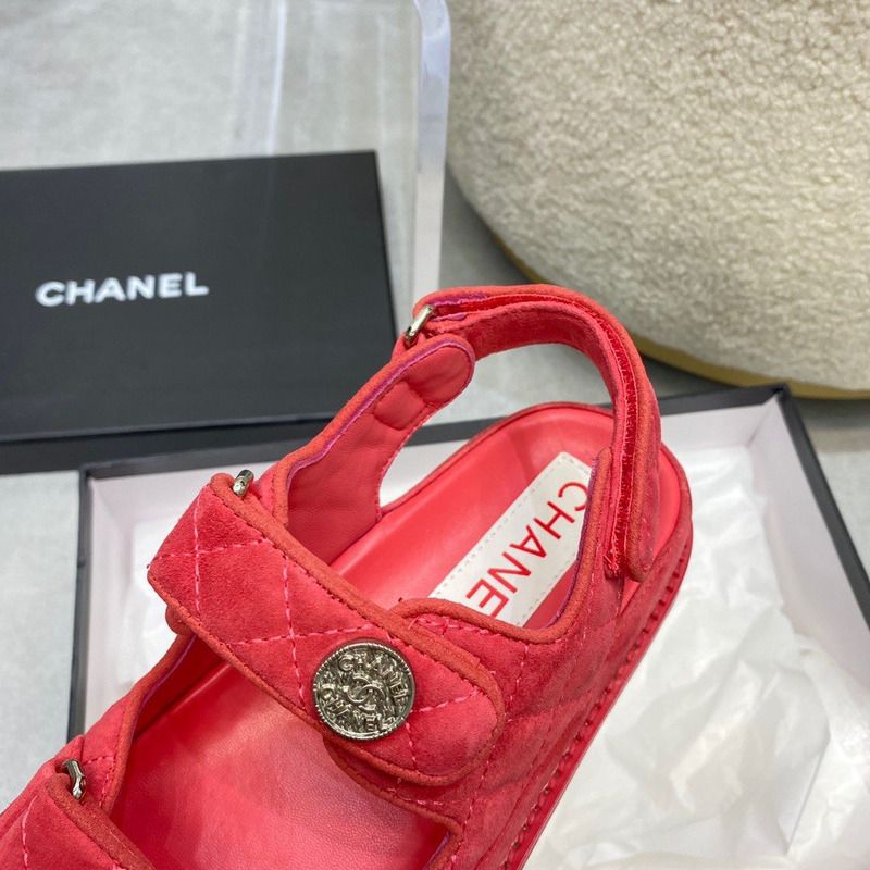 Ch*el womens sandals red