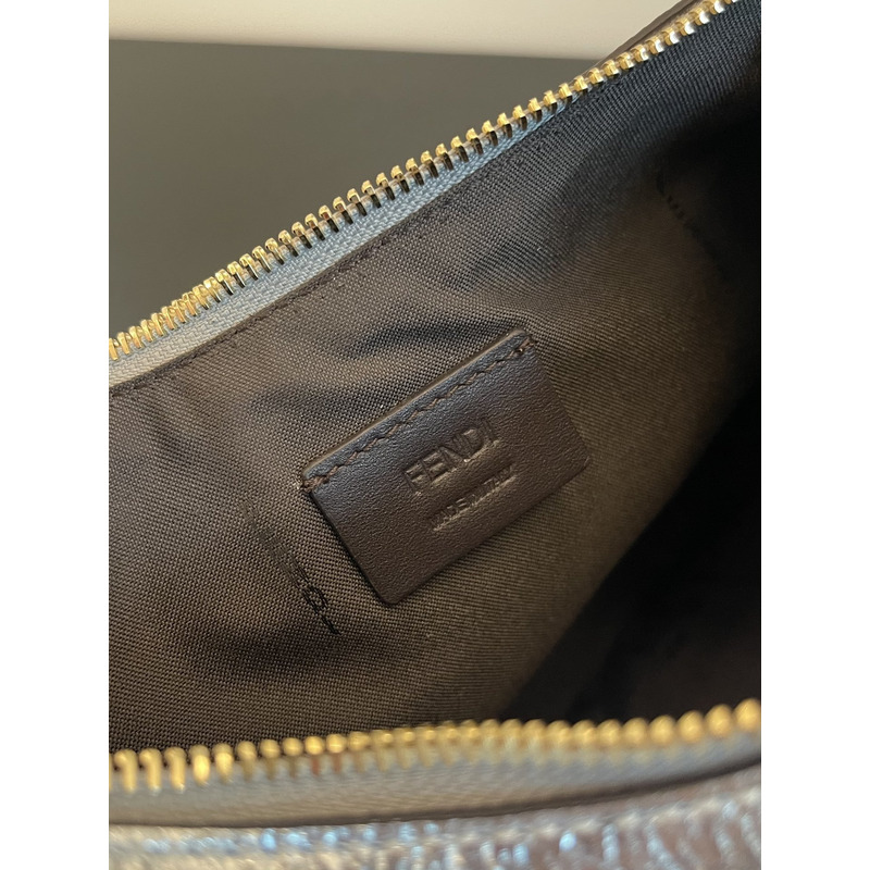 F**di graphy middle laminated leather bag silver