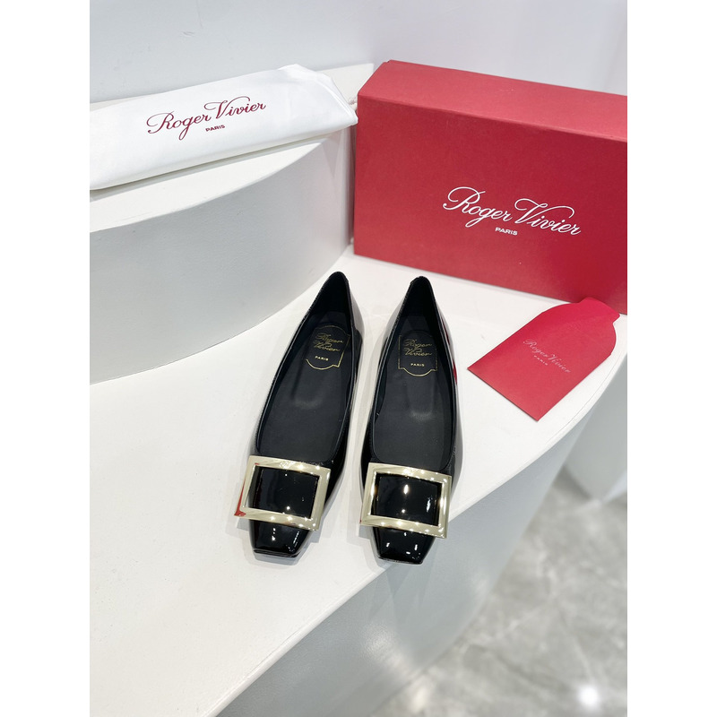 roger u1u1er trompette bellerine patent-leather ballet flats slide black