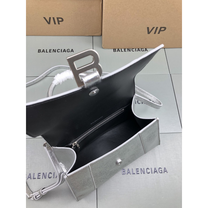 Ba*len*cia*ga small hourglass bag water ripple silver