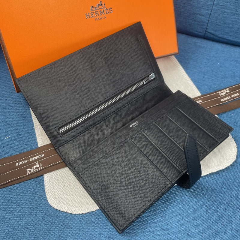 H**mes bearn soufflet epsom leather graphite wallet black