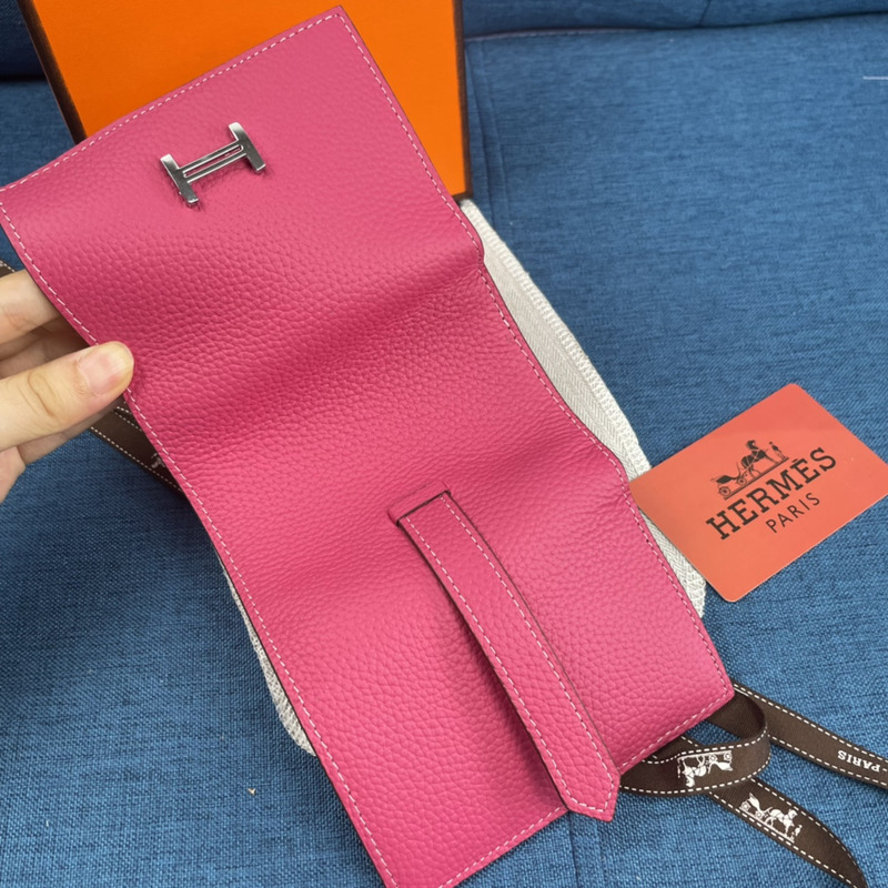 H**mes bearn compact wallet with palladium-plated 