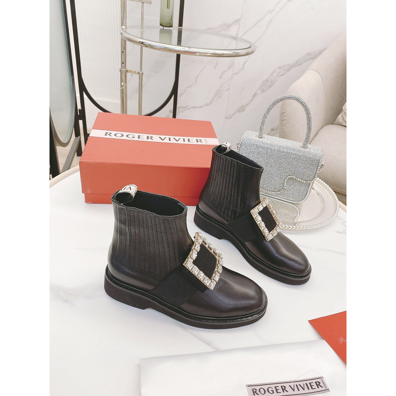 roger u1u1er viv ranger crystal-embellished patent-leather chelsea boots brown