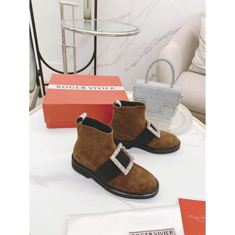 roger u1u1er viv'' rangers crystal-embellished suede chelsea boots khaki