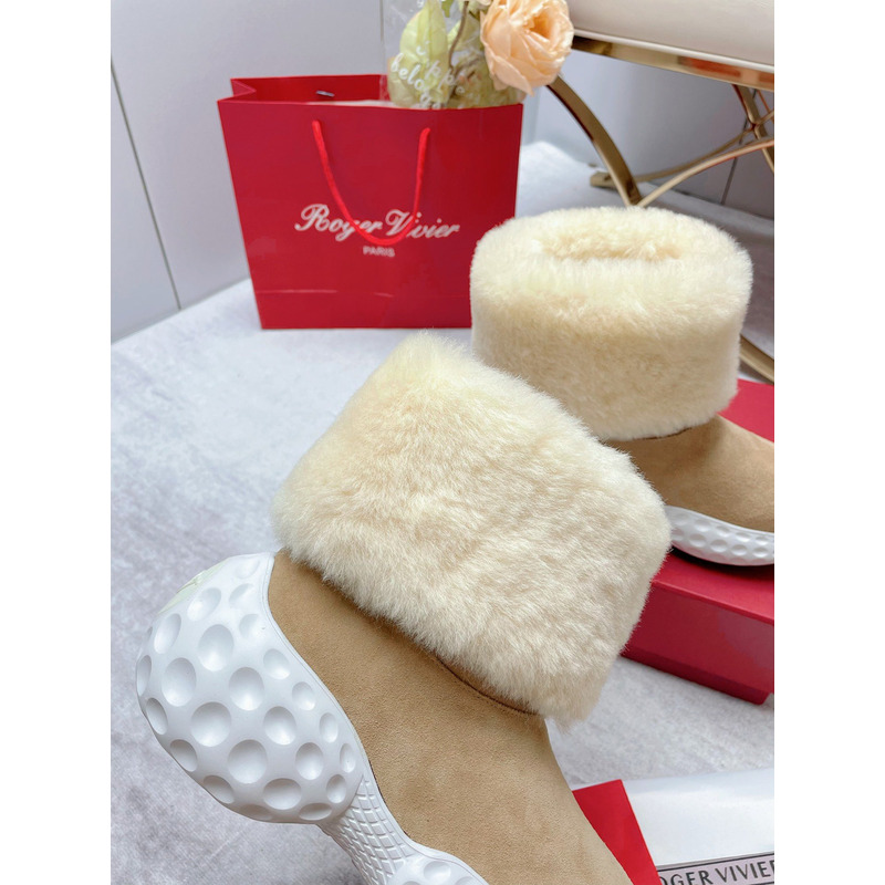 roger u1u1er run light fur ankle boots in suede