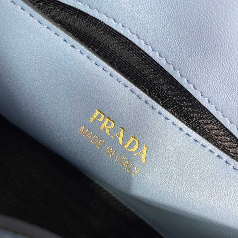 pra*a monoCh*0me saffiano leather bag blue