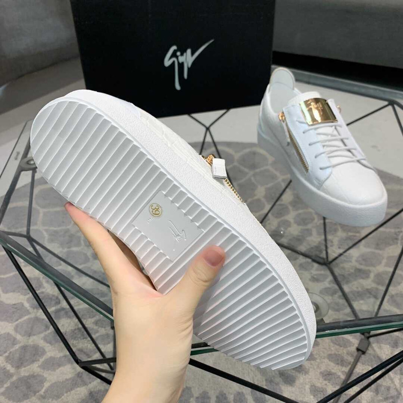Giuseppe Zanotti Frankie Crocodile Embossed Low-Top Sneakers White