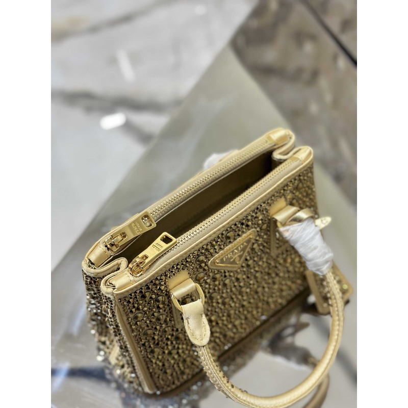 Pra*aPra*a mini galleria crystal-embellished tote bag yellow