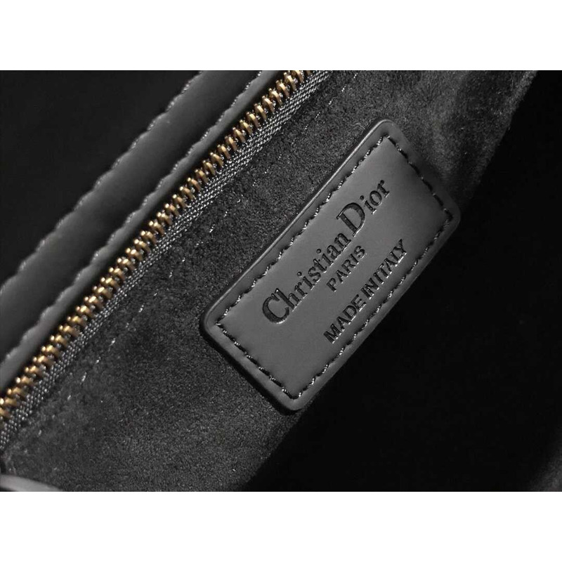 D*or small lady D*or bag black ultramatte cannage calfskin
