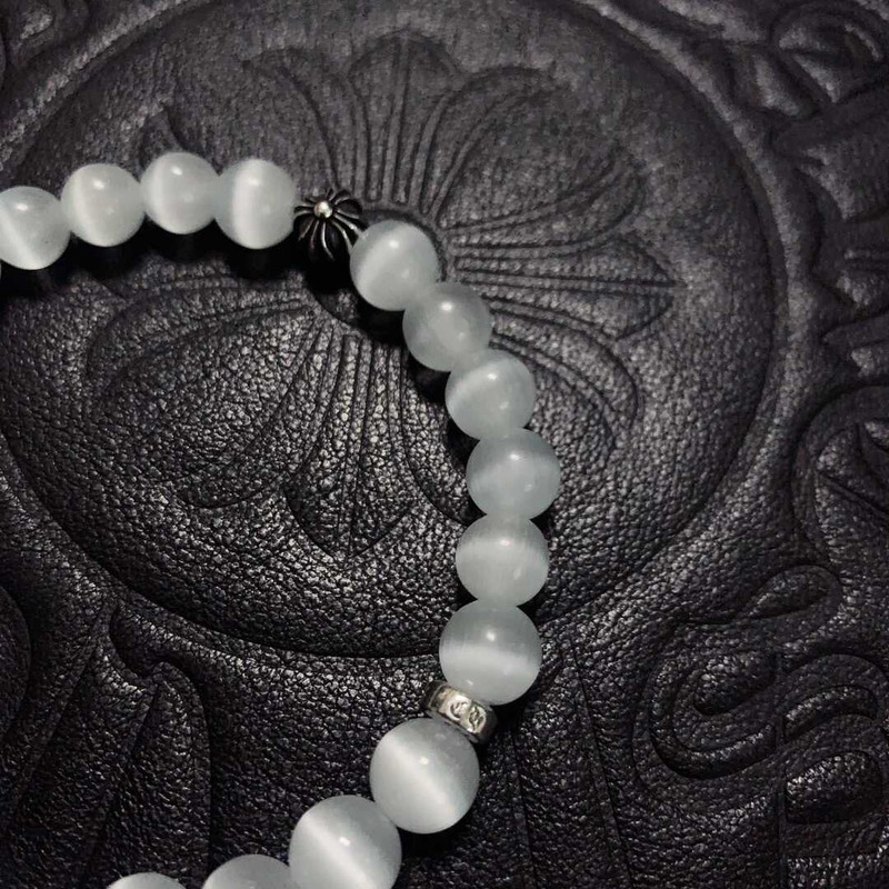 Ch*0me heart beads pendant bracelet white