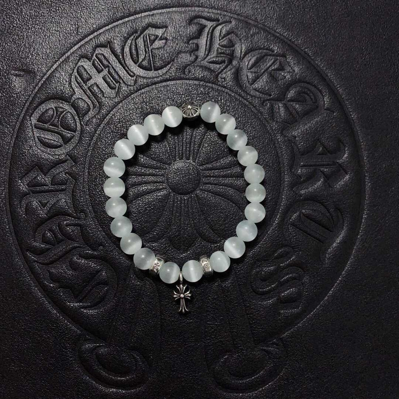 Ch*0me heart beads pendant bracelet grey