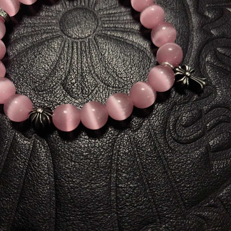 Ch*0me heart beads pendant bracelet pink