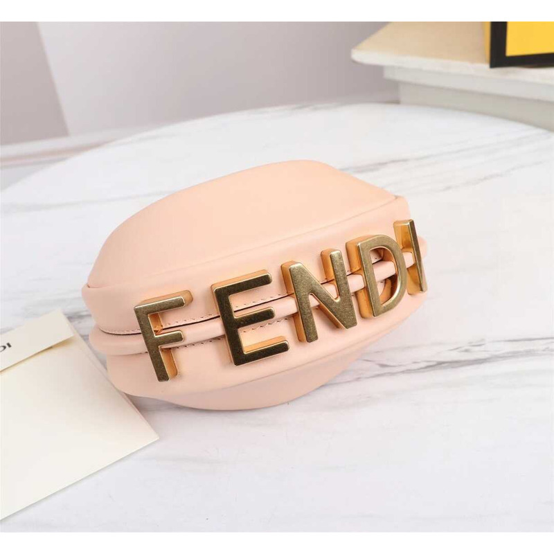f**di S*per mini style f**digraphy leather bag pale pink