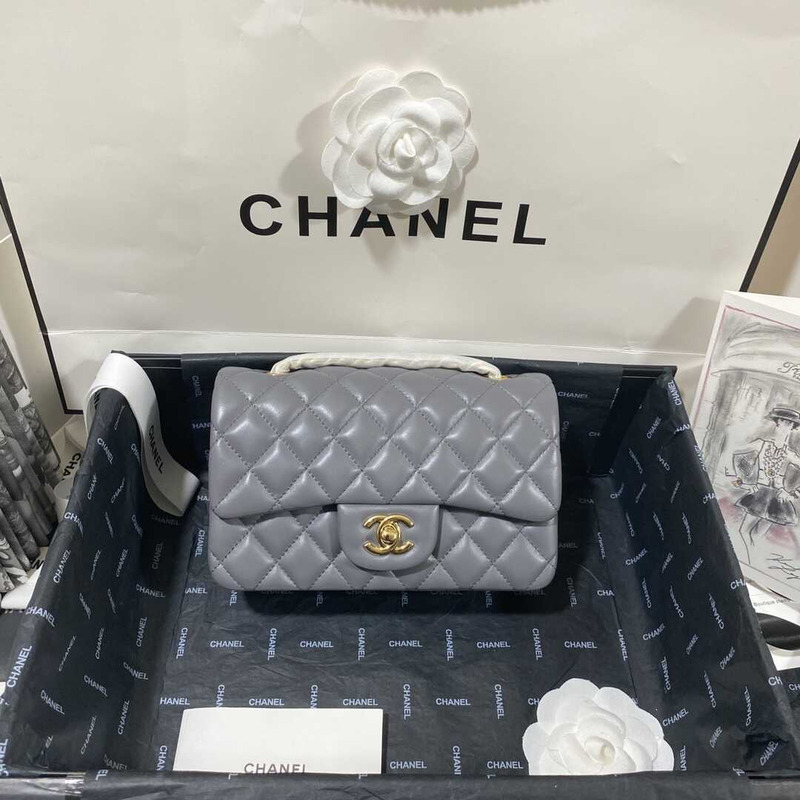Ch*el classic flap mini shoulder bag gray