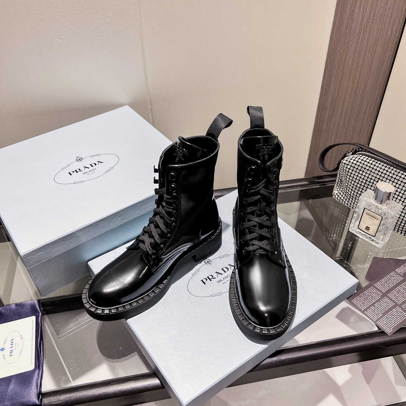 Pra*a brushed leather ankle boots black