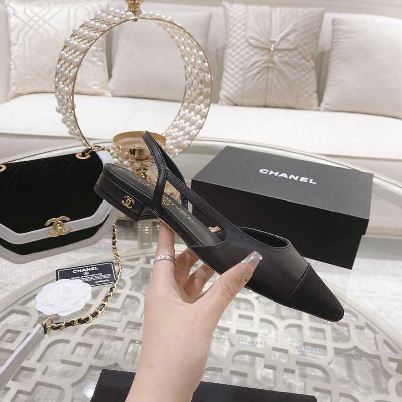 Ch*el lace up shoes lambskin and faille black