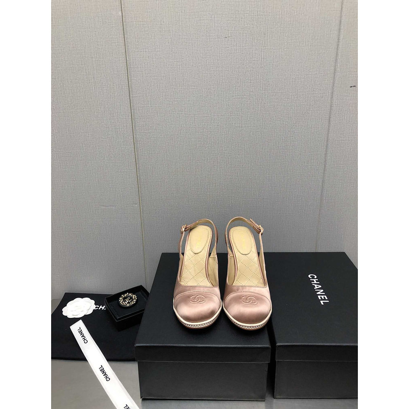 ch*el sling-back satin &Di*m*nd light pink