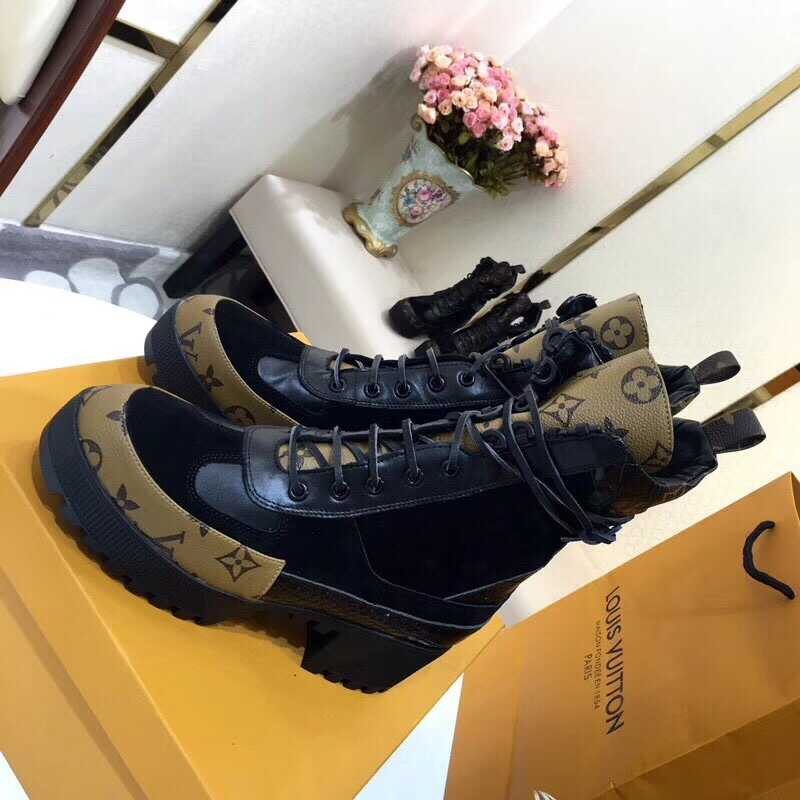l**is V*t*n laureate monogram suede calfskin platform desert boots
