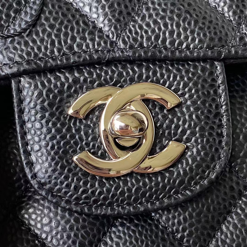 Ch*el classic flap caviar silver hardware small black