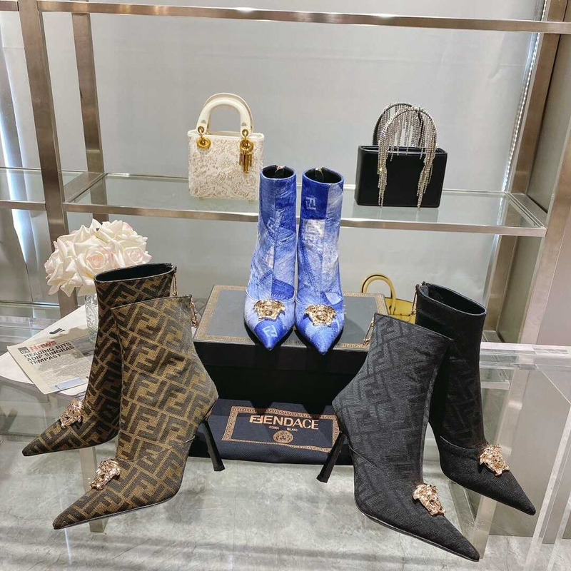 F**di fendace ff jacquard ankle boots brown