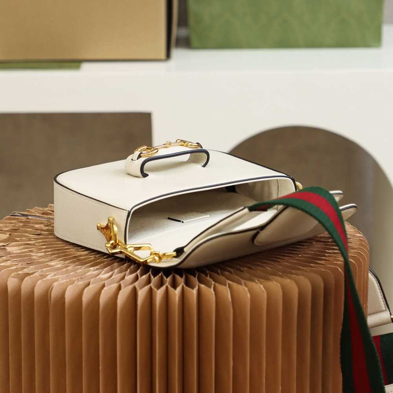 G*u*i horsebit 1955 series mini bag (with detachable shoulder strap) white
