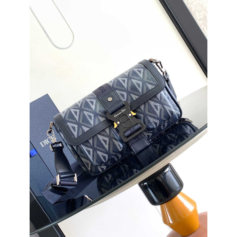 d*or hit the road bag with strap navy blue cd Di*m*nd canvas