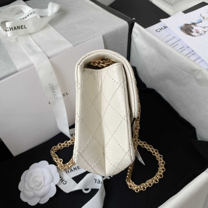 Ch*el mini reissue 2.55 flap bag calfdkin white