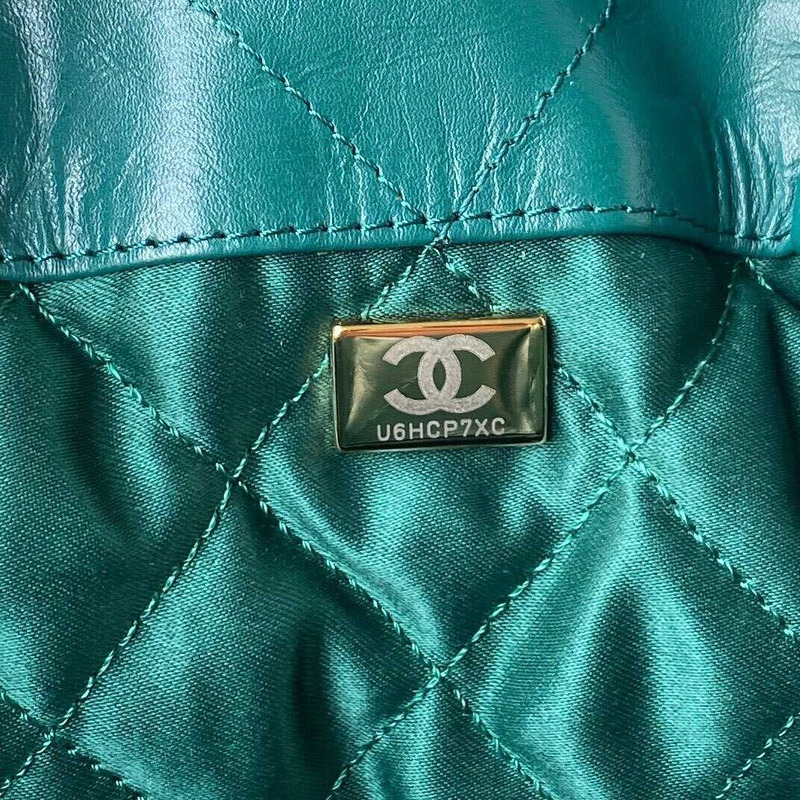 Ch*el large back pack calfskin Ch*el 22 green