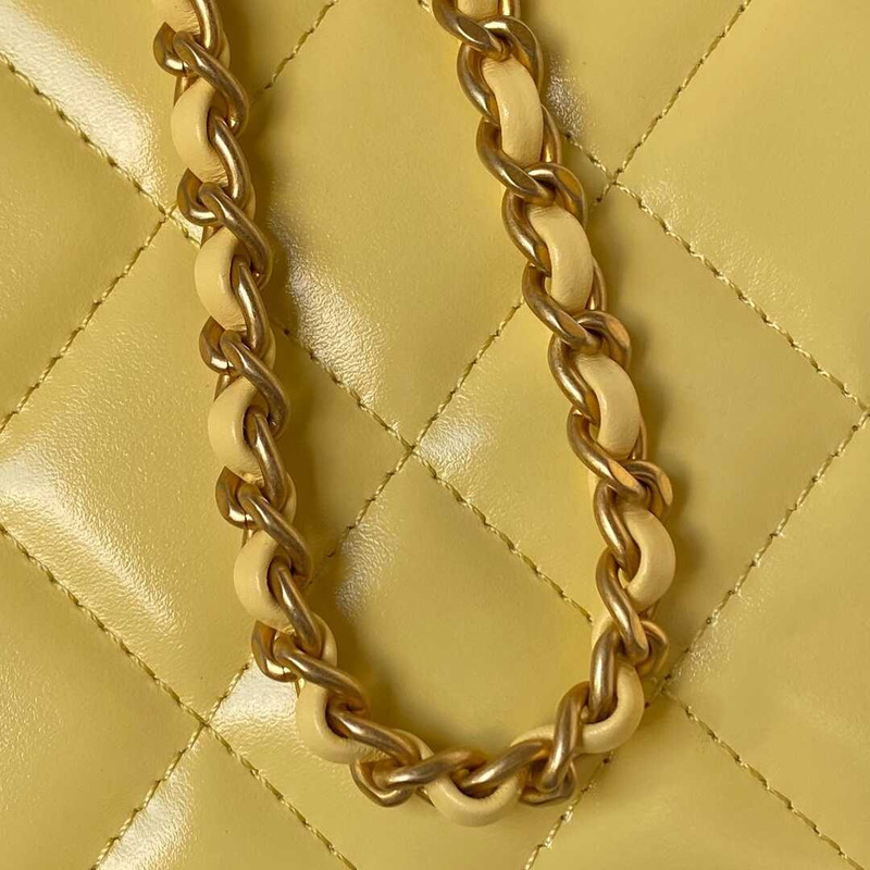 Ch*el classic flap bag in yellow