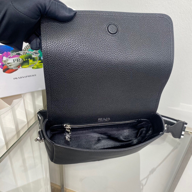 Pra*a leather shoulder bag in black