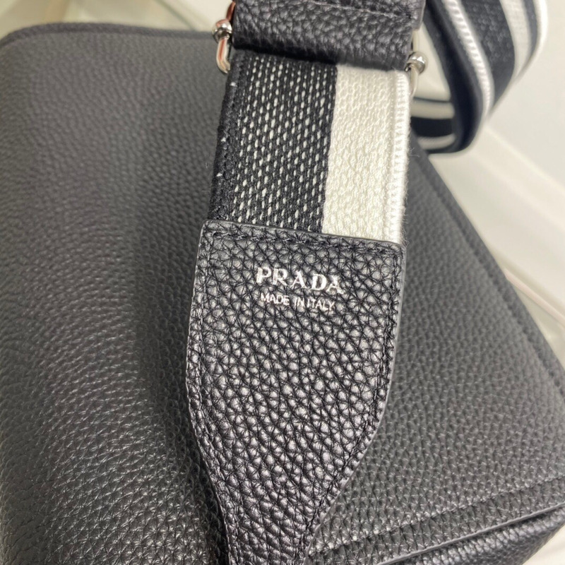 Pra*a leather shoulder bag in black