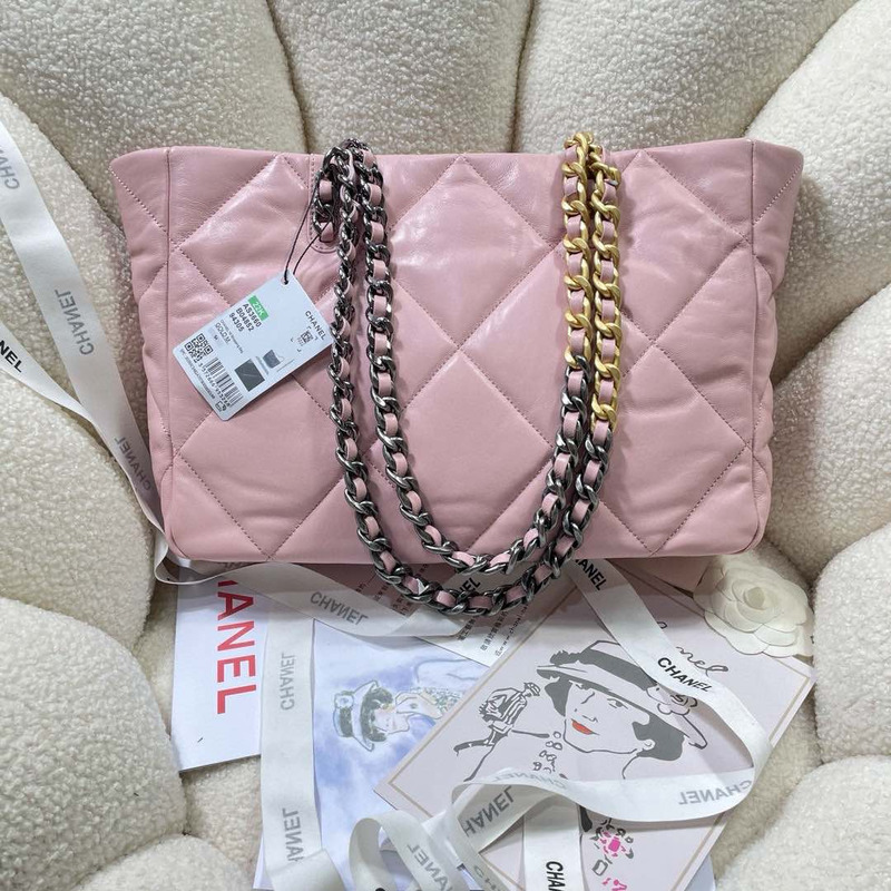 Ch*el leather tote bag in pink
