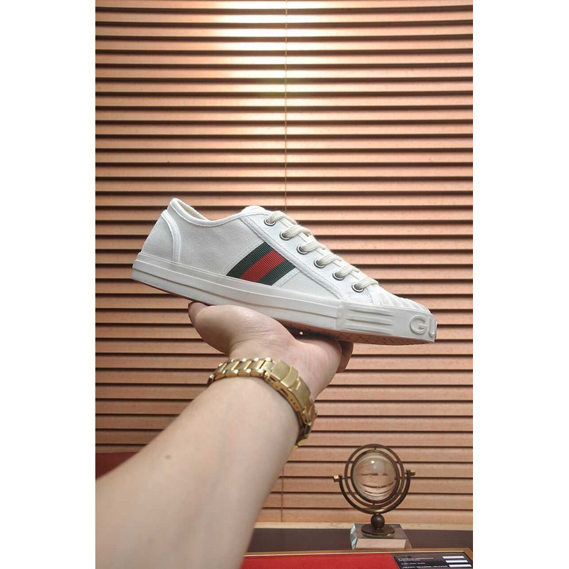 G*u*i sneaker with web cotton fabric white