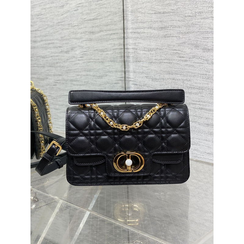 D*or jolie tote small  black cowhide rattan bag