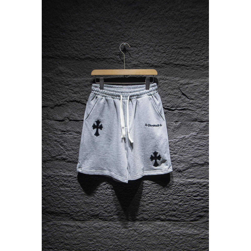 Ch*0me heart embroidered cotton shorts grey