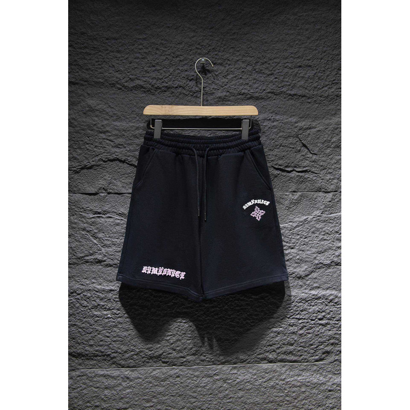 Ch*0me heart  embroidered cotton shorts black