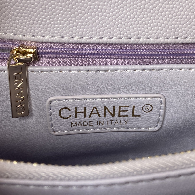Ch*el caviar quilted coco handle flap light purple