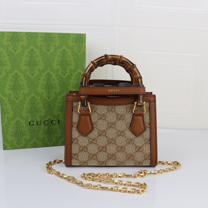 G*u*i mini tote bag camel and ebony gg canvas with crystals bag