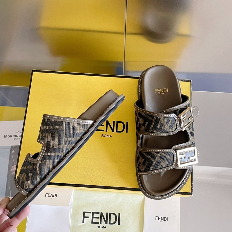 F**di feel sandals sandals fabric ff olive green