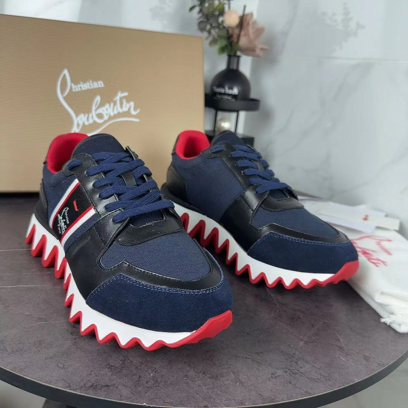 Ch**an louboutin nastroshark olona canva and calf leather men sneaker black