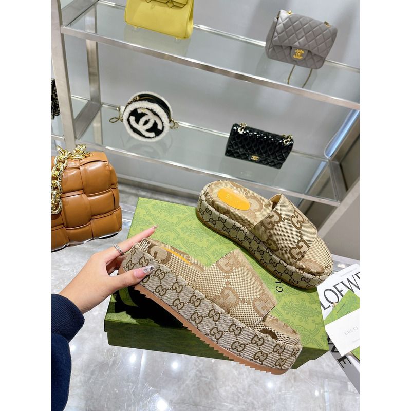 g*u*i angelina gg S*p*e platform slide beige